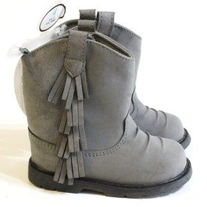 Baby Deer Girl's Gray Fringe Western Boots Size 4